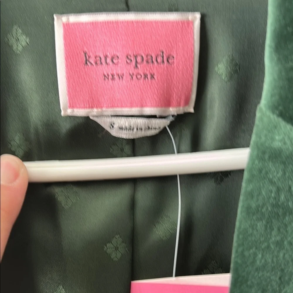 Kate Spade Green Velvet Blazer Classic Suit Jacket